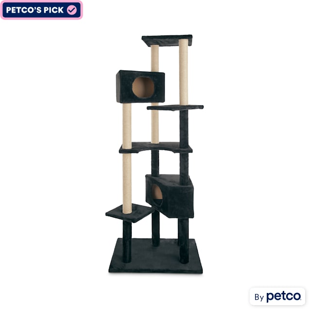 EveryYay Essentials Black & White Lookout Large Cat Loft 8Level Cat Tree, 76" H Petco