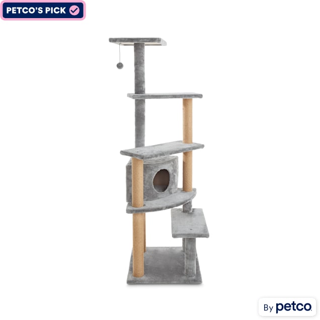 EveryYay Essentials Grey Lookout Loft 5Level Cat Tree with Condo, 25.3" L X 23.8" W X 63" H Petco