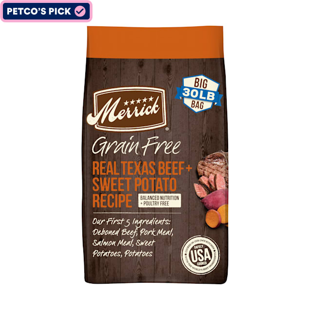 Merrick Grain Free Real Texas Beef & Sweet Potato Recipe Dry Dog Food, 30 lbs. - Carousel image #1