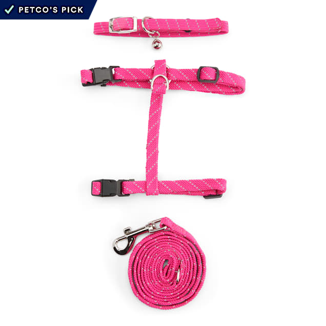 YOULY The Protector Pink Reflective Cat Harness, Collar & Leash Set - Carousel image #1