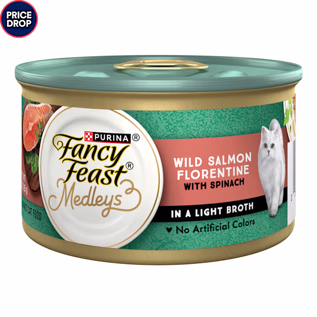 Fancy Feast Medleys Wild Salmon Florentine With Garden Greens in Delicate Sauce Wet Cat Food, 3 oz. - Carousel image #1