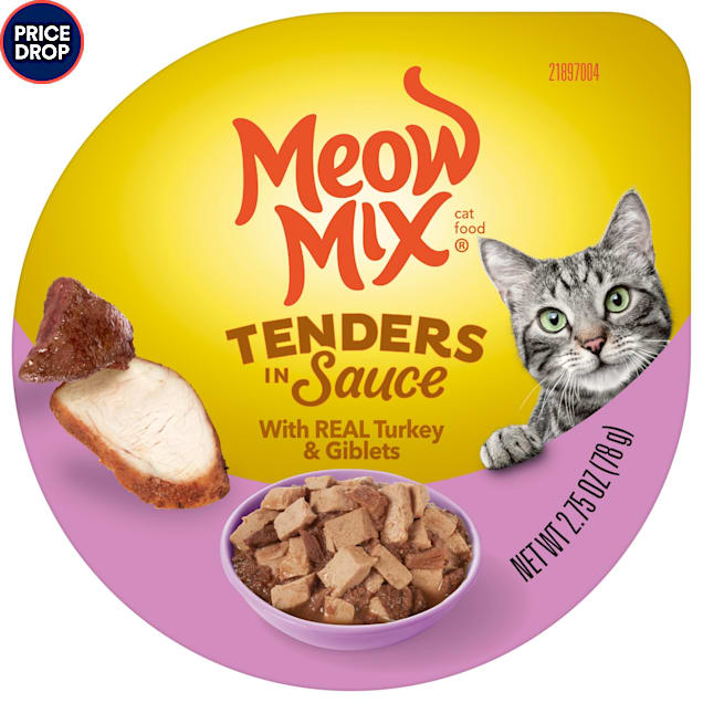 Meow Mix Tenders in Sauce With REAL Turkey & Giblets Wet Cat Food, 2.75 oz., Pack of 12 - Carousel image #1