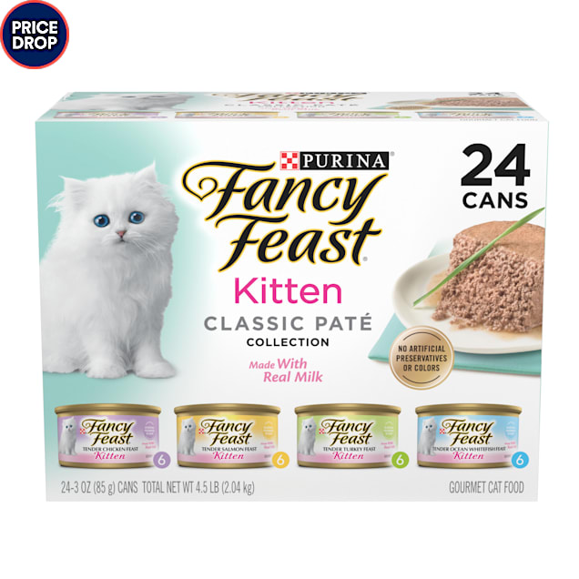 Fancy Feast Grain Free Classic Pate Collection Wet Kitten Food Variety Pack, 3 oz., Count of 24 | Petco