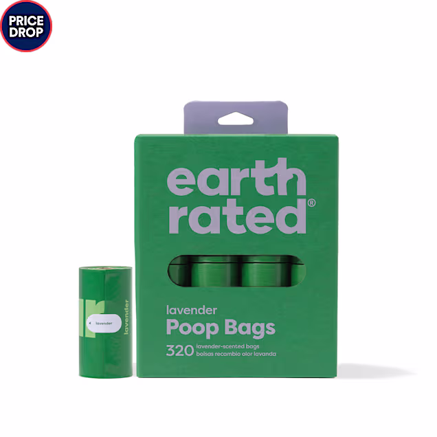 Earth Rated Lavender Leakproof Dog Poop Bags, 320 Count on 16 Single Refill Rolls - Carousel image #1