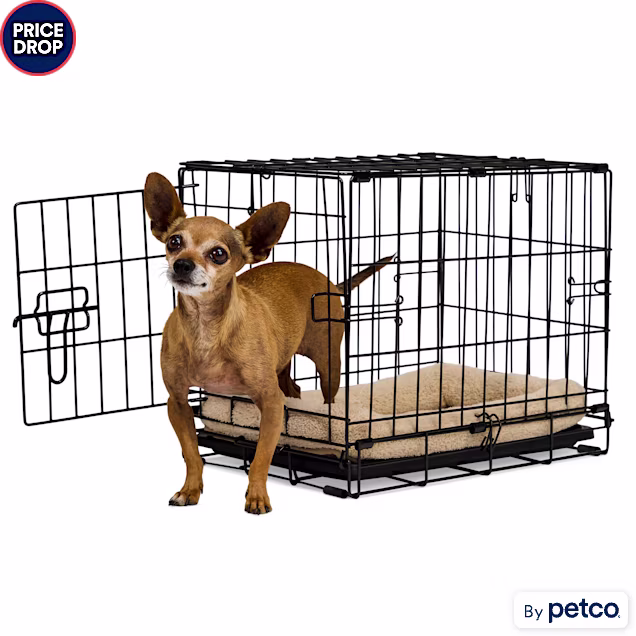 EveryYay 1-Door Dog Crate, X-Small, 18" L X 12" W X 14.3" H, Black: With Handles - Carousel image #1
