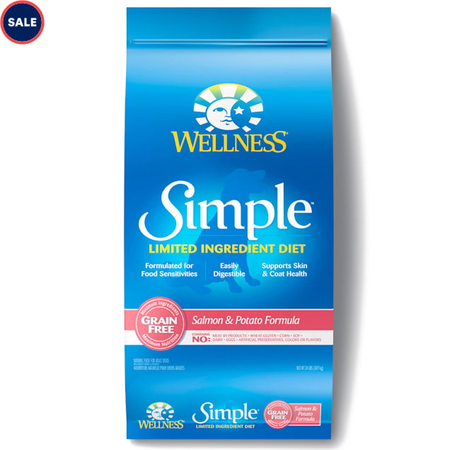 Wellness Simple Natural Grain Free Limited Ingredient Salmon and Potato Recipe Dry Dog Food, 24 lbs - Carousel image #1