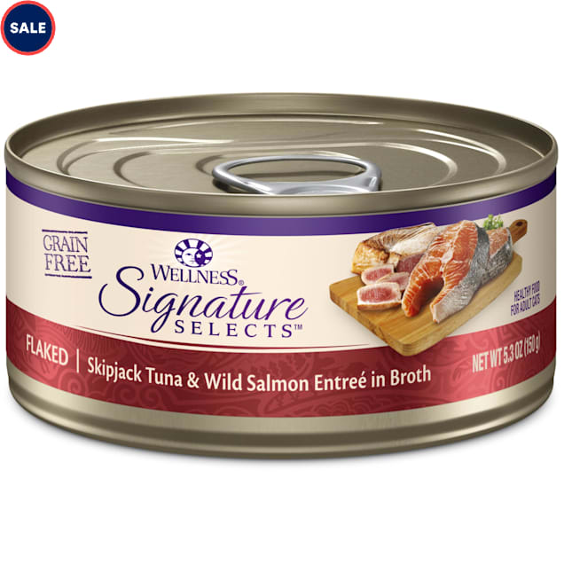 Wellness CORE Signature Selects Natural Grain Free Flaked Skipjack Tuna & Salmon Wet Cat Food, 5.3 oz., Case of 12 - Carousel image #1