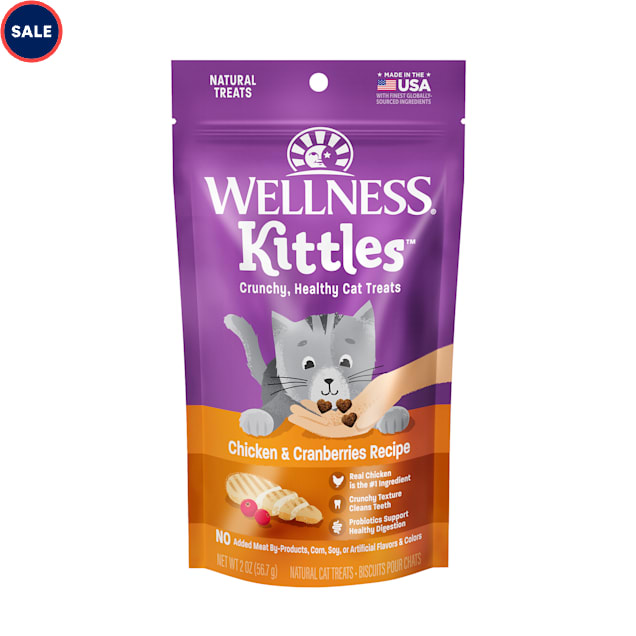Wellness Kittles Crunchy Natural Grain Free Chicken & Cranberry Cat Treats, 2 oz - Carousel image #1