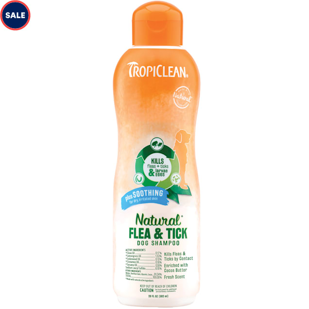Tropiclean Natural Flea & Tick Soothing Shampoo for Dogs, 20 fl. oz. - Carousel image #1