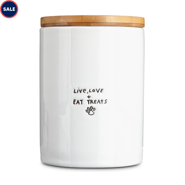 White ceramic dog treat jar clearance
