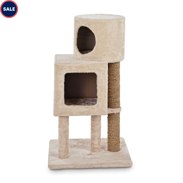 Animaze Double Cat Condo with Scratching Post, 19" L x 19" W x 33" H - Carousel image #1