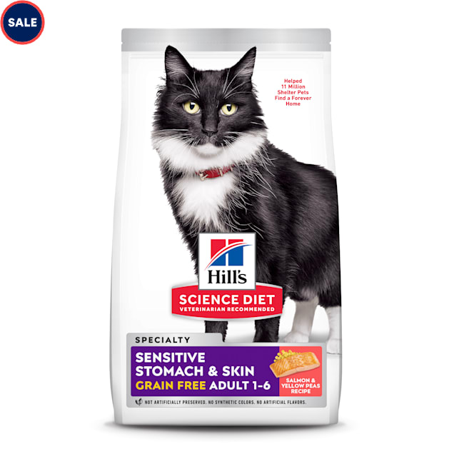 https www petco com shop en petcostore product hills science diet adult sensitive stomach and skin grain free salmon and yellow pea recipe dry cat food