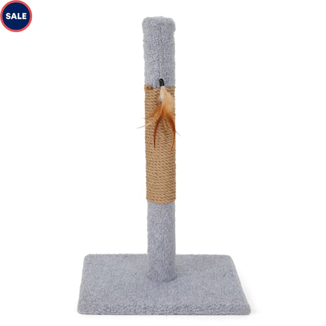 Animaze Scratcher Post with Feather Gray Cat Toy, 25.5" H - Carousel image #1