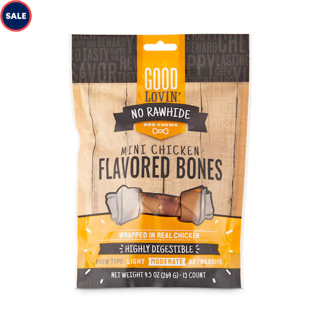 Good Lovin' No Rawhide Chicken Flavored Dog Bones, 9.5 oz., Count of 15