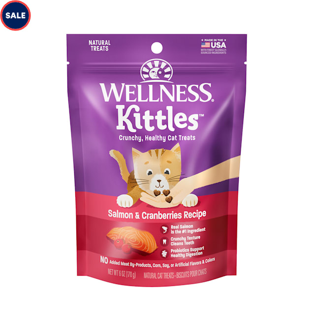 Wellness Kittles Natural Grain Free Salmon & Cranberries Cat Treats, 6 oz., Bag - Carousel image #1