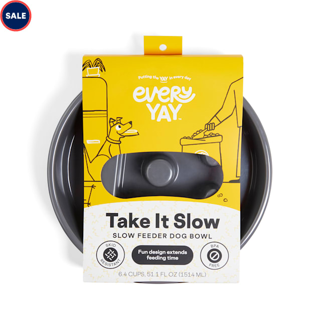 Everyyay Take It Slow Grey Slow Feeder Dog Bowl 6 4 Cups Petco