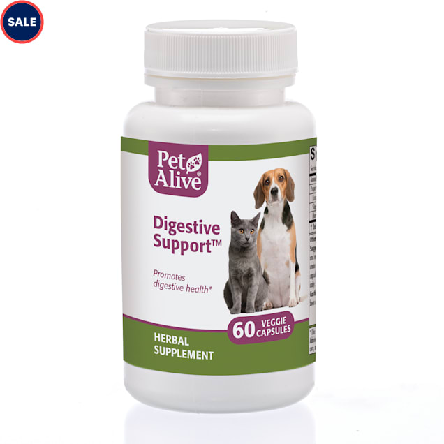 PetAlive Digestive Support Veggie Capsules Natural Herbal Supplement for Digestion in Pets, Count of 60 - Carousel image #1