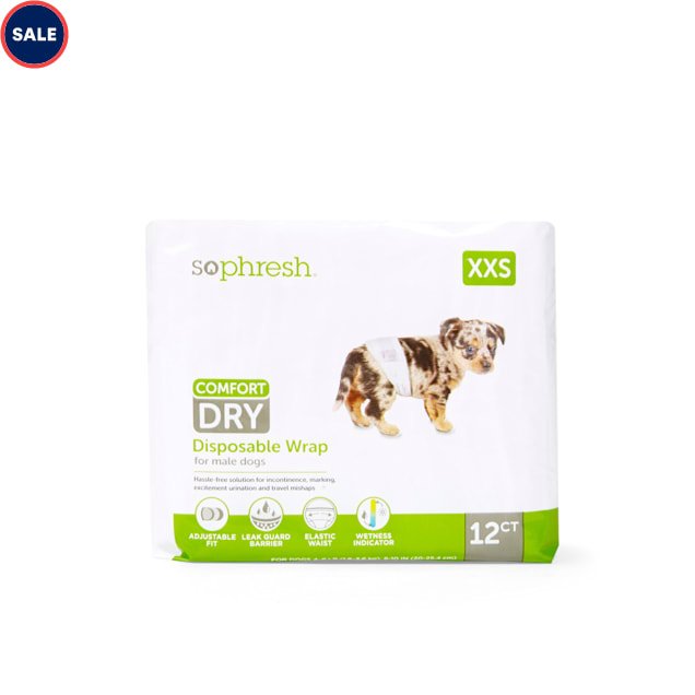 So Phresh XX-Small Dry Comfort Disposable Wrap For Male Dogs, Count of 12 - Carousel image #1