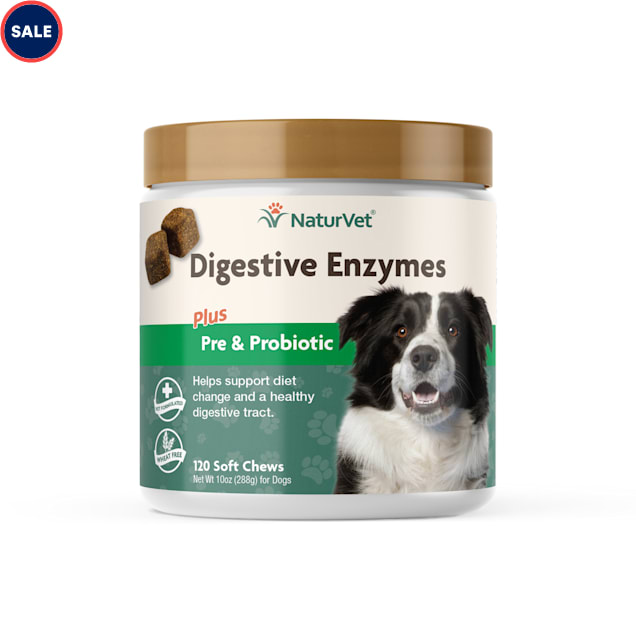 NaturVet Digestive Enzymes Plus Pre & Probiotics Soft Chews for Dogs, 10 oz., Count of 120 - Carousel image #1