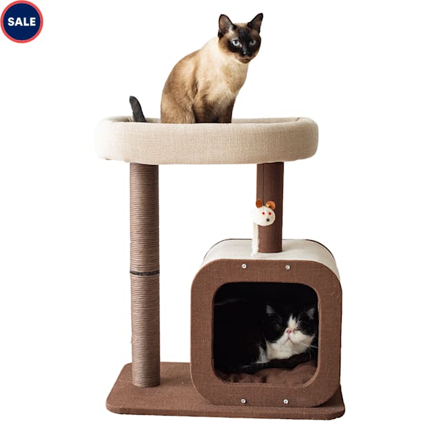 PetPals Group Brown/Gray POD 2-Level Cat Tree, 23" L X 15" W X 27" H - Carousel image #1