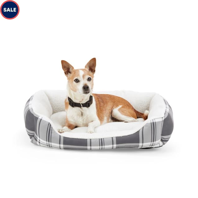 EveryYay Essentials Snooze Fest Black Plaid Nester Dog Bed, 24" L X 18" W X 6" H - Carousel image #1