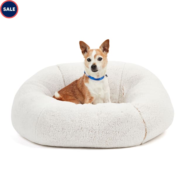 EveryYay Snooze Fest Cream Round Snuggler Dog Bed, 28" L X 28" W - Carousel image #1