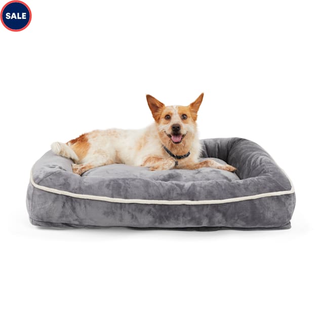 EveryYay Snooze Fest Grey Rectangle Lounger Dog Bed With Orthopedic Fill, 40" L X 30" W - Carousel image #1