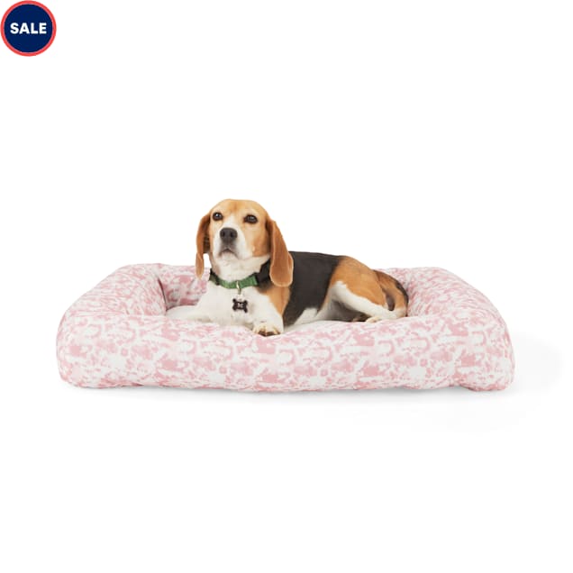 EveryYay Essentials Snooze Fest Pink Bolster Mat Dog Bed, 32" L X 24" W X 5" H - Carousel image #1
