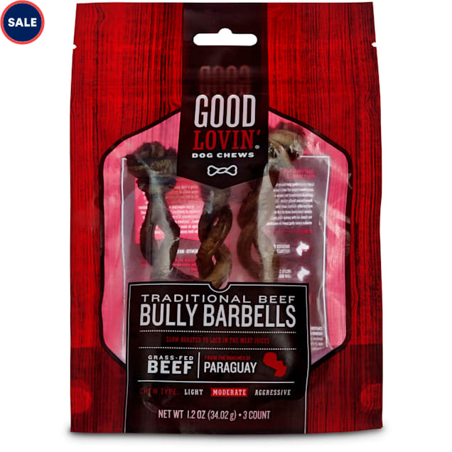 Good Lovin' Traditional Beef Mini Bully Barbell Dog Chew, Pack of 3 Petco