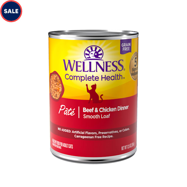 Wellness Complete Health Natural Grain Free Beef & Chicken Pate Wet Cat Food, 12 oz., Case of 12 - Carousel image #1