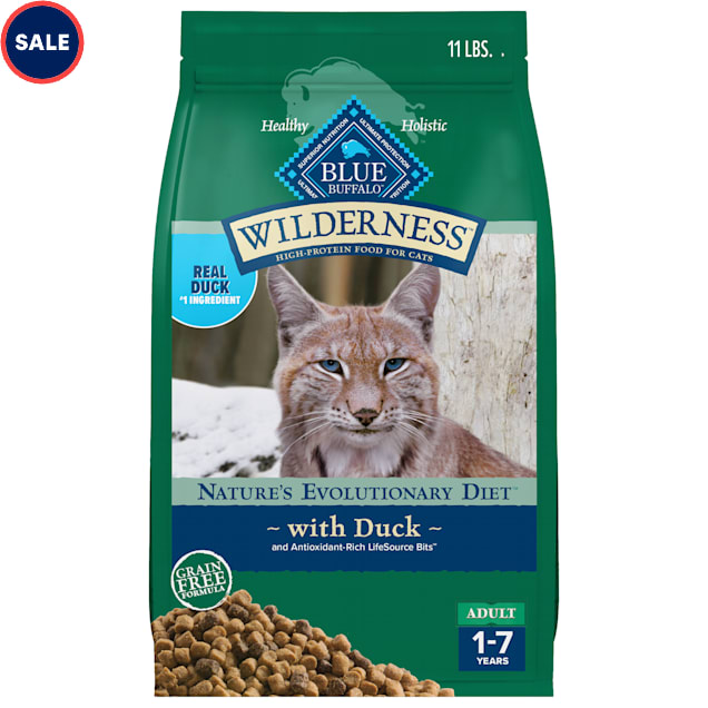 Blue Buffalo Wilderness Duck Supports Health and Wellness High Protein Grain Free Healthy Adult Dry Cat Food 11 lbs