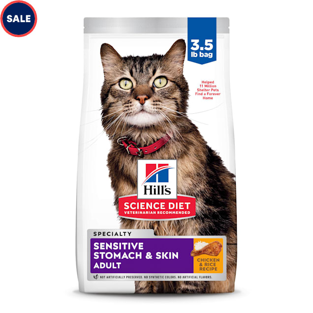 Hill s Science Diet Adult Sensitive Stomach Skin Chicken Rice Recipe Dry Cat Food 15.5 lbs