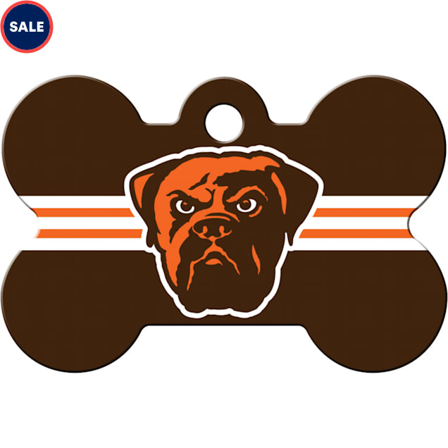 Quick-Tag Cleveland Browns NFL Bone Personalized Engraved Pet ID Tag - Carousel image #1