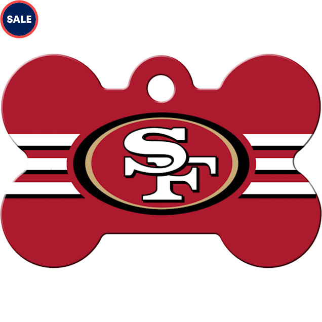 Quick-Tag San Francisco 49ers NFL Bone Personalized Engraved Pet ID Tag, Large - Carousel image #1
