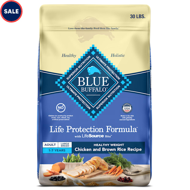 Blue Buffalo Blue Life Protection Formula Natural Adult Large Breed Healthy Weight Chicken and Brown Rice Dry Dog Food 30 lbs