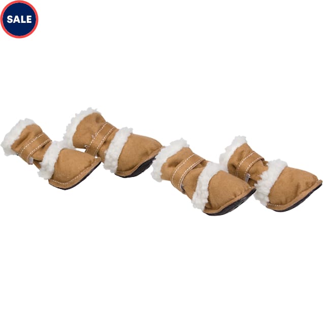 Pet Life F4BRXS Shearling inch Duggz inch Dog Boots in Brown White X Small