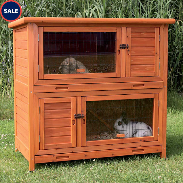 TRIXIE Natura Insulated Two Story Rabbit Hutch, 45.5" L X 44.5" W X 25.5" H - Carousel image #1