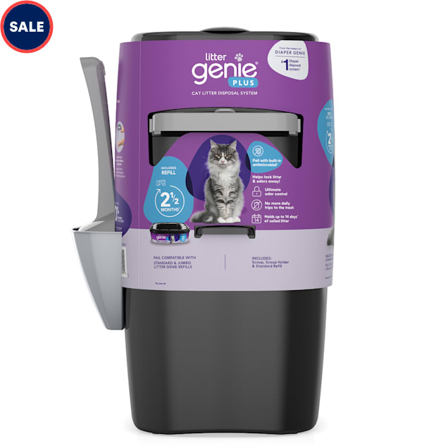 Litter Genie Plus Cat Litter Disposal System in Black, 8" L X 8" W X 17