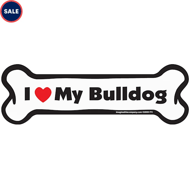 Imagine This "I Love My Bulldog" Bone Car Magnet - Carousel image #1