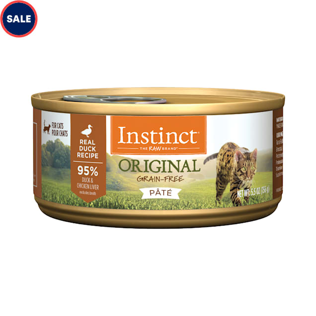Instinct Original Grain Free Real Duck Recipe Natural Wet Canned Cat Food, 5.5 oz., Case of 12