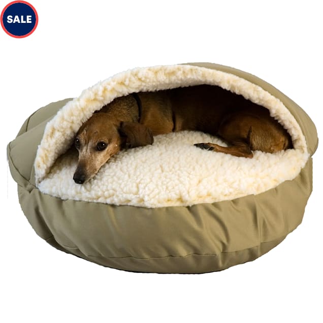 Snoozer Luxury Orthopedic Cozy Cave Pet Bed, 25" L X 25" W X 25" H, Khaki & Cream - Carousel image #1