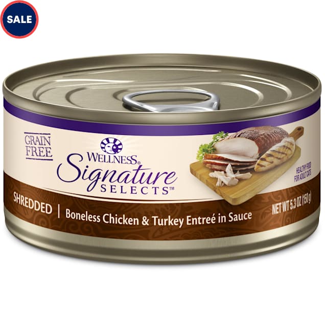 Wellness CORE Signature Selects Natural Grain Free Shredded Chicken & Turkey Wet Cat Food, 5.3 oz., Case of 12 - Carousel image #1