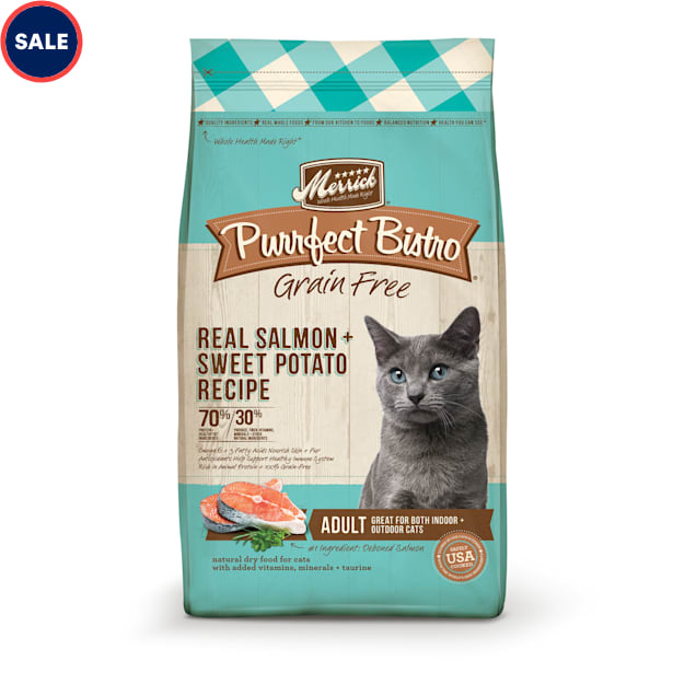 Merrick Purrfect Bistro Grain Free, Real Salmon And Sweet Potato Recipe Natural Dry Cat Food For Adult Cats, 4 lbs. - Carousel image #1