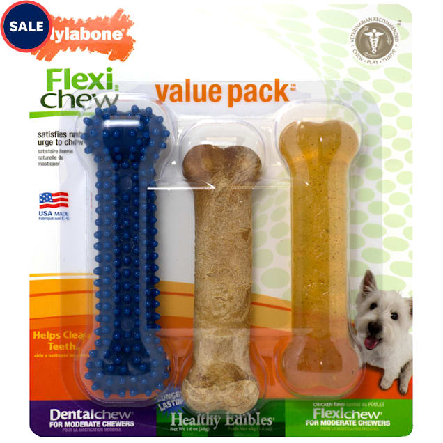 Nylabone Dental Chew, Flexi Chew & Healthy Edibles Value Pack, Small - Carousel image #1
