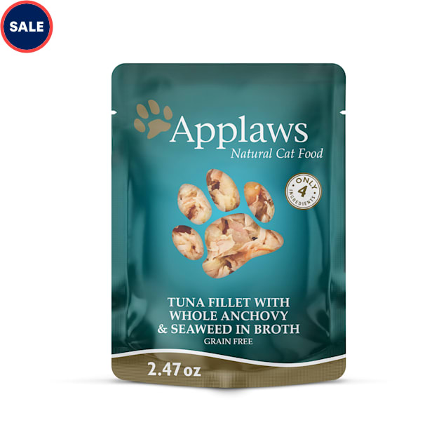 Applaws Natural Tuna with whole Anchovy and Seaweed in Broth Wet Cat Food, 2.47 oz., Case of 12 - Carousel image #1