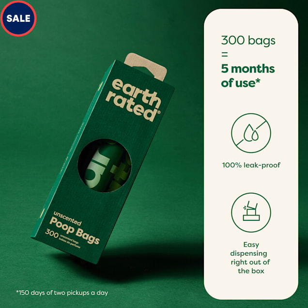 Earth Rated Unscented Single Roll Dog Poop Bags Count of 300 Petco