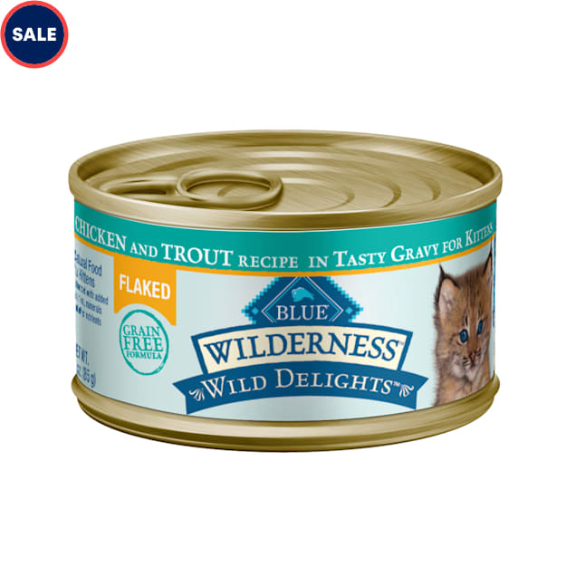 Blue Buffalo Blue Wilderness Wild Delights Kitten Flaked Chicken & Trout Wet Cat Food, 3 oz., Case of 24 - Carousel image #1