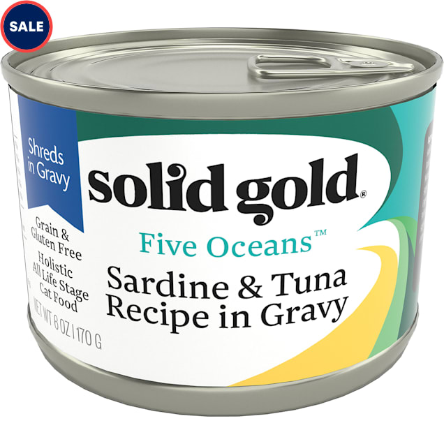 Solid Gold Five Oceans Sardine & Tuna Grain Free Canned Cat Food, 6 oz., Case of 8 - Carousel image #1