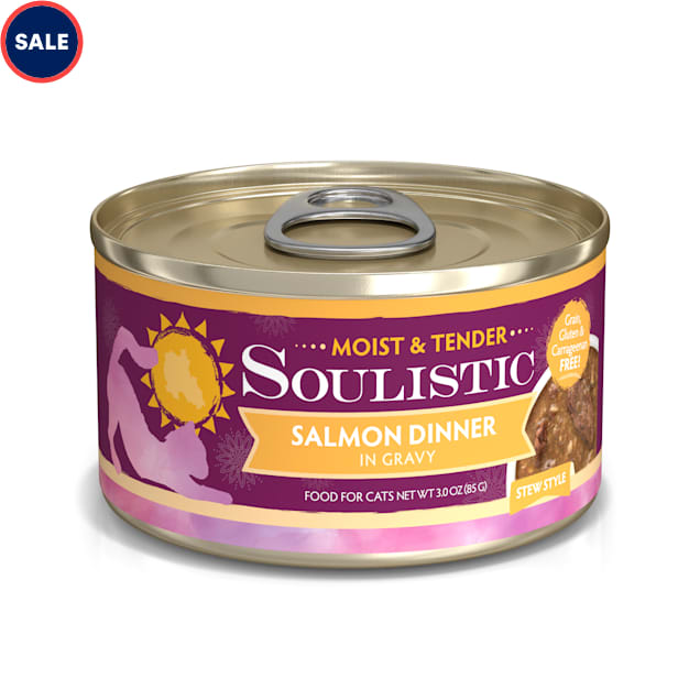 Soulistic Moist Tender Salmon Dinner in Gravy Wet Cat Food 3 oz. Case of 12