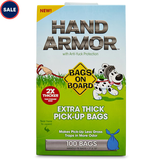 Bags on Board Poop Waste Pick-Up Bags, Hand Armor Extra Thick, 100 Count